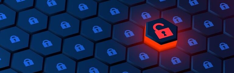 Visualization of cyber attacks. Concept of data security. Computer protection. Cyber crime and virus alert. 3D rendering