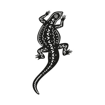 Black lizard reptile decorated of tribal ornament a vector illustration.