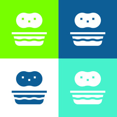 Bath Flat four color minimal icon set