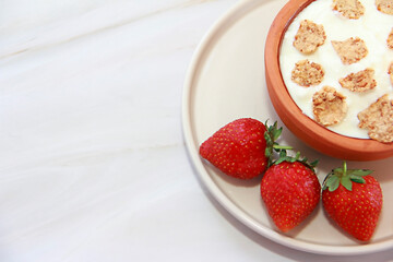 white milk yogurt in a plate