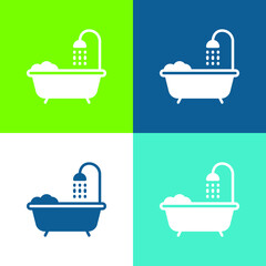 Bathtub Flat four color minimal icon set