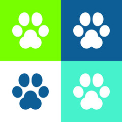 Naklejka na ściany i meble Animal Track Flat four color minimal icon set