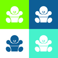 Baby With Pacifier Flat four color minimal icon set