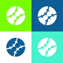 Baseball Flat four color minimal icon set