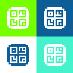 Barcode Flat four color minimal icon set