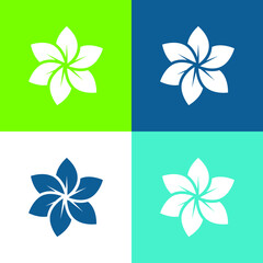Big Flower Flat four color minimal icon set