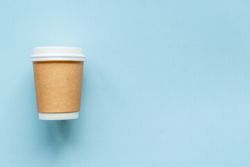 Paper cup for take away coffee. Top view