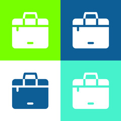 Briefcase Flat four color minimal icon set