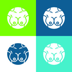 Breast Flat four color minimal icon set