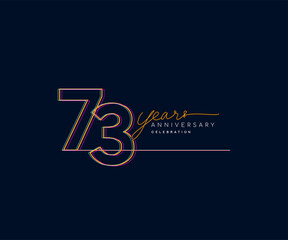 73rd Years Anniversary Logotype with Colorful Multi Line Number Isolated on Dark Background.