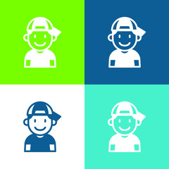 Boy Flat four color minimal icon set