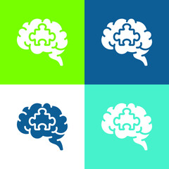 Brain Flat four color minimal icon set