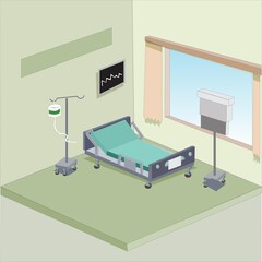 Isometric Patient Room in Hospital