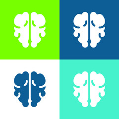 Obraz premium Brain Flat four color minimal icon set