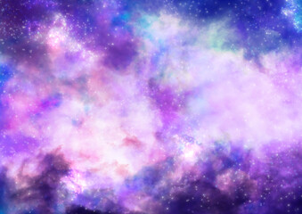 Fototapeta premium 幻想的な赤みがかった星空のイラスト