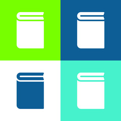 Book Flat four color minimal icon set