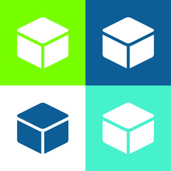 3d Flat four color minimal icon set
