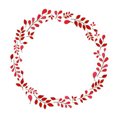Romantic red fern wreath vector for decoration on Autumn season, wedding event , Valentine's day and Thanksgiving festival.