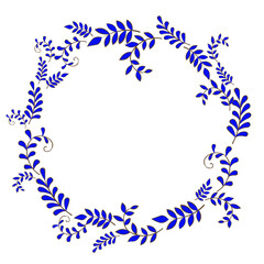 Blue fern wreath vector for decoration on nature, vintage style and tropical forest concept.