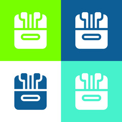 Airpods Flat four color minimal icon set