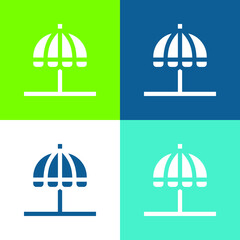 Beach Umbrella Flat four color minimal icon set