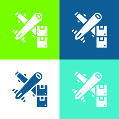 Air Freight Flat four color minimal icon set