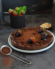 chocolate cake and strawberries


