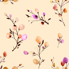 seamless pattern with pink branches