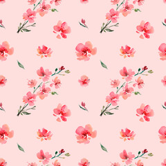 seamless pattern with pink flowers