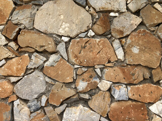 Old ancient wall with different stones as abstract background