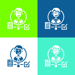 Background Check Flat four color minimal icon set