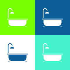 Bathtub Flat four color minimal icon set