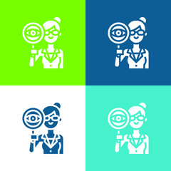 Auditor Flat four color minimal icon set