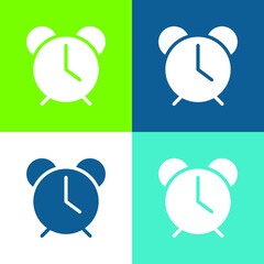 Alarm Clock Flat four color minimal icon set