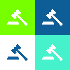 Auction Flat four color minimal icon set