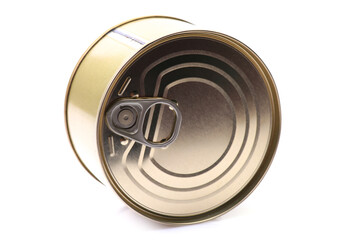 Canned tuna isolated on white