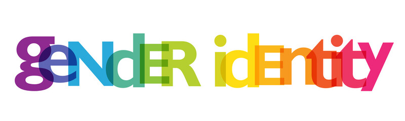 GENDER IDENTITY rainbow gradient vector typography banner on white background