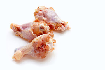 Fresh raw chicken wings (wingstick) on white background.