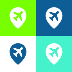 Obraz premium Airport Flat four color minimal icon set