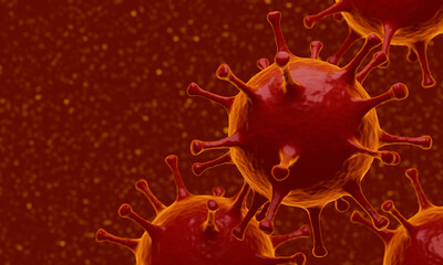 3D Microscopic Covid-19 pandemic. Virus outbreak.