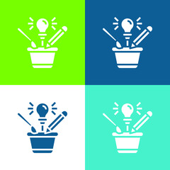 Brainstorm Flat four color minimal icon set