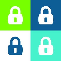 Blocked Padlock Flat four color minimal icon set