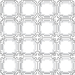 Gray tiles with a light filigree pattern around the edges. Seamless pattern. - 444743611
