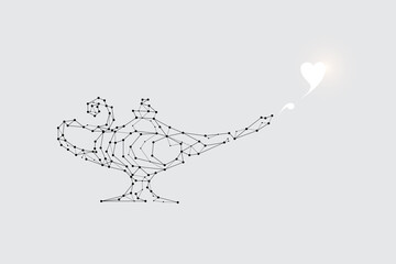 The particles, geometric art, line and dot of Aladin lamp.