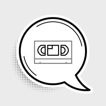 recommend clip art: Line VHS video cassette tape icon isolated on grey background. Colorful outline concept. Vector