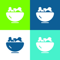 Bowl Flat four color minimal icon set