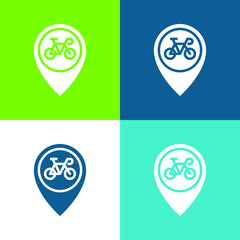 Bicycle Flat four color minimal icon set