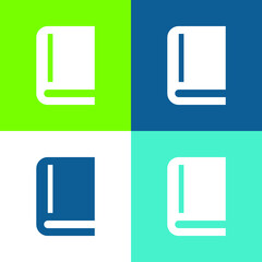 Book Flat four color minimal icon set