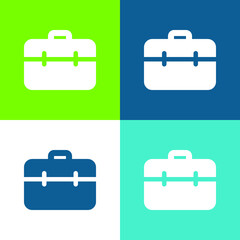 Briefcase Flat four color minimal icon set