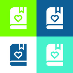 Book Flat four color minimal icon set